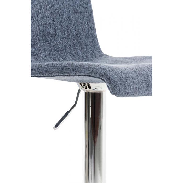 2er Set Barhocker HLO-CP20 Stoff chrom ~ blau