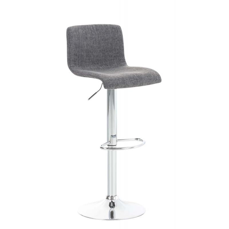 2er Set Barhocker HLO-CP20 Stoff chrom ~ hellgrau