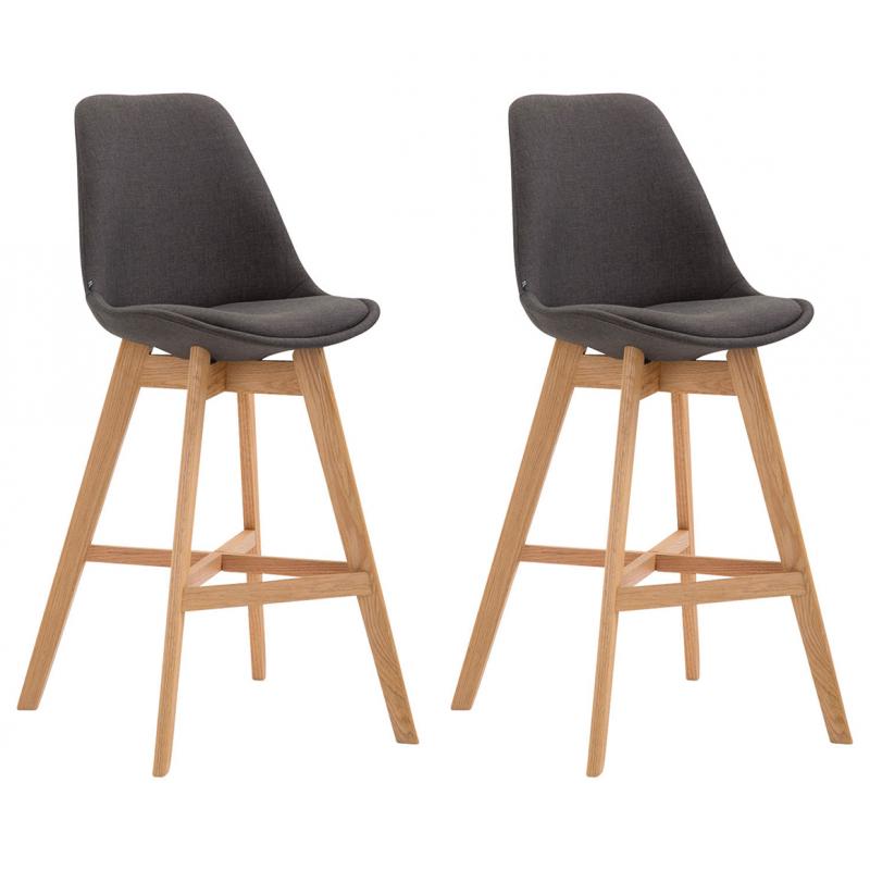 2er Set Barhocker HLO-CP12 Stoff natura ~ dunkelgrau