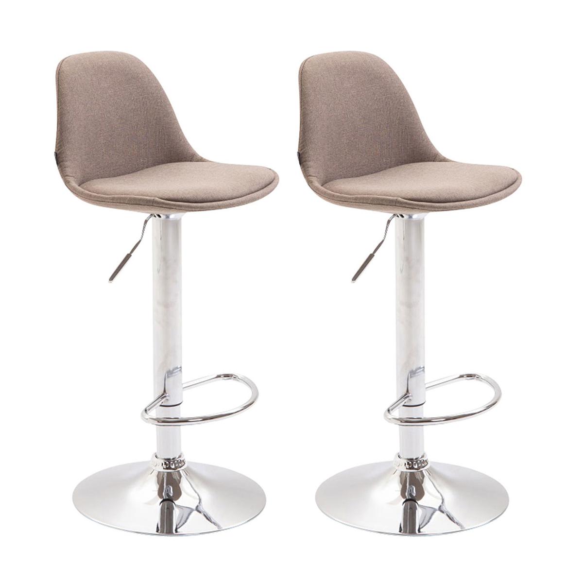 2er Set Barhocker HLO-CP24 Stoff ~ taupe