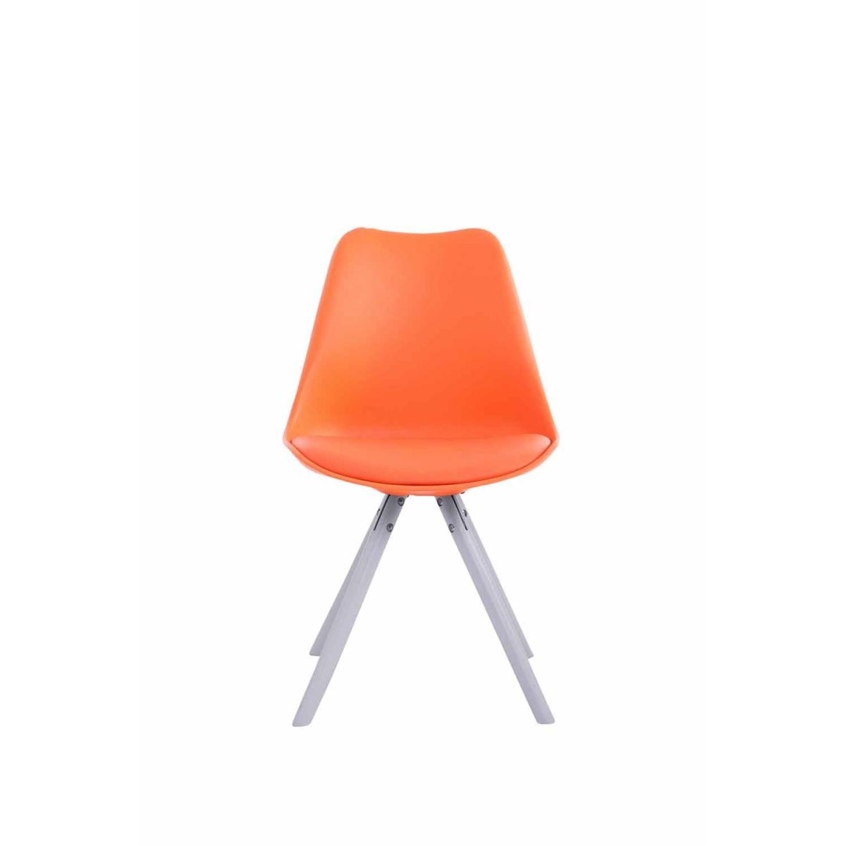 Besucherstuhl HLO-CP8 Kunstleder Rund wei ~ orange