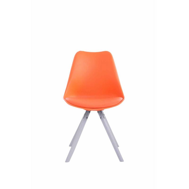 Besucherstuhl HLO-CP8 Kunstleder Rund wei ~ orange