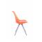 Besucherstuhl HLO-CP8 Kunstleder Rund wei ~ orange