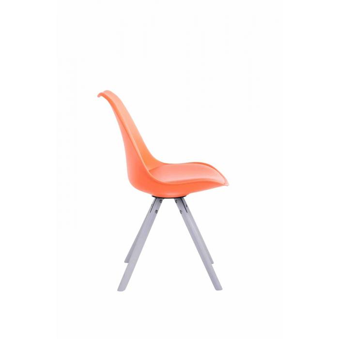 Besucherstuhl HLO-CP8 Kunstleder Rund wei ~ orange