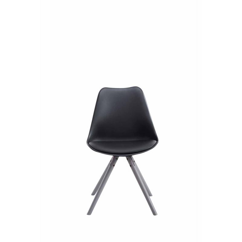 Besucherstuhl HLO-CP8 Kunstleder Rund grau ~ schwarz