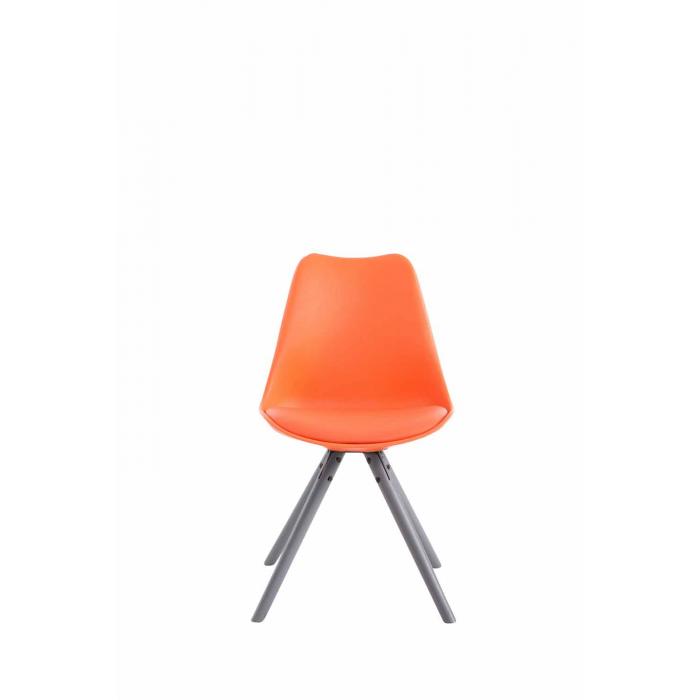 Besucherstuhl HLO-CP8 Kunstleder Rund grau ~ orange