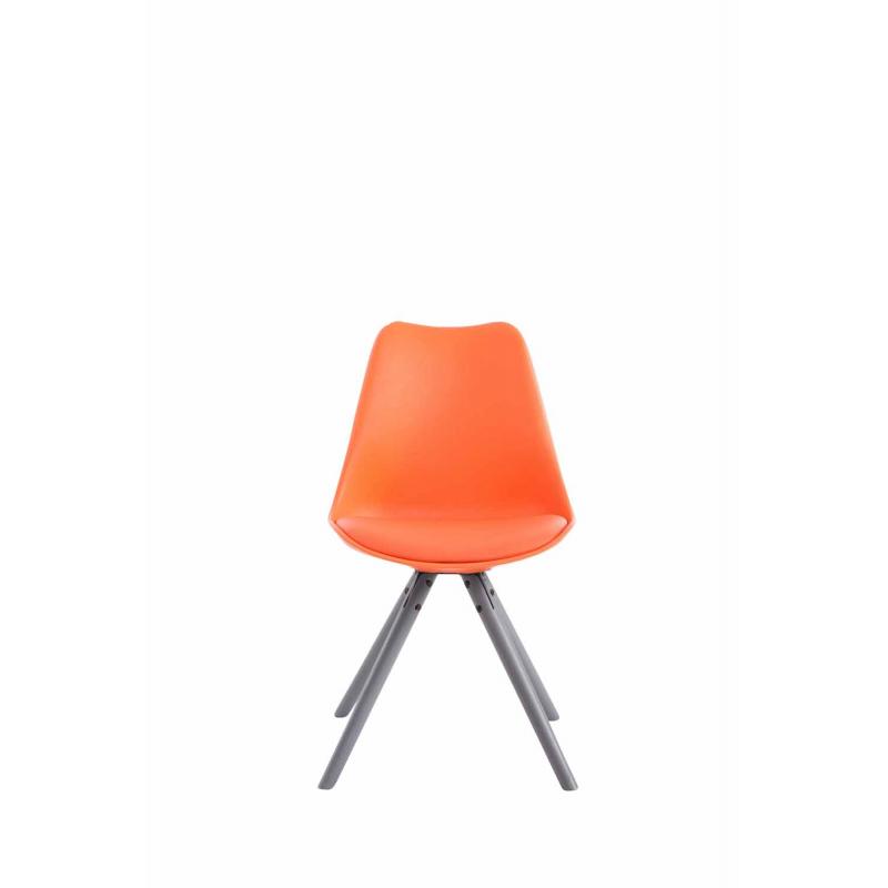 Besucherstuhl HLO-CP8 Kunstleder Rund grau ~ orange