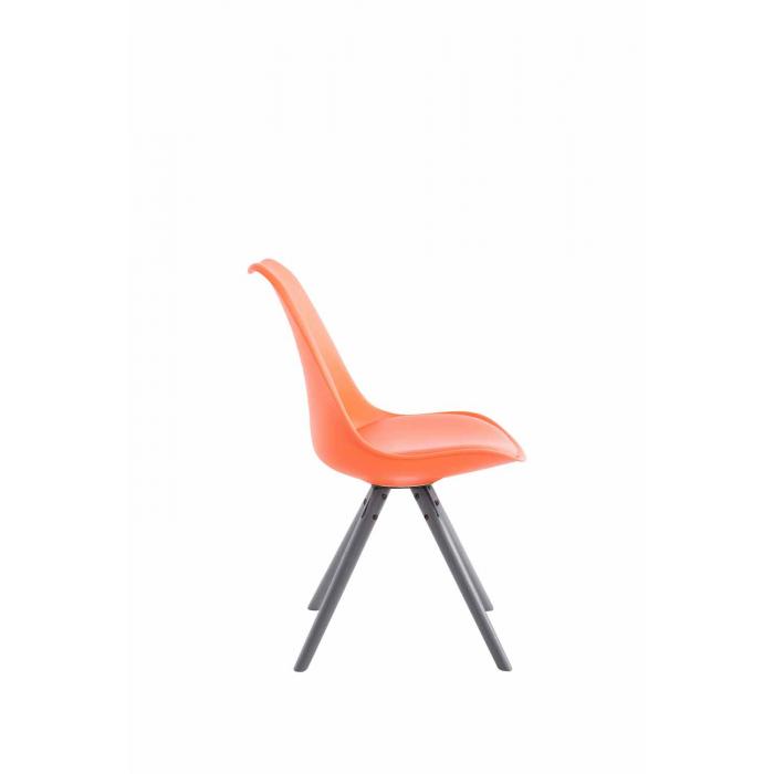 Besucherstuhl HLO-CP8 Kunstleder Rund grau ~ orange