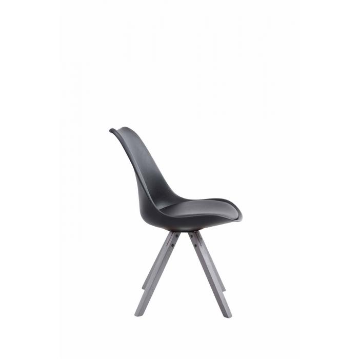 Besucherstuhl HLO-CP8 Kunstleder Square grau ~ schwarz