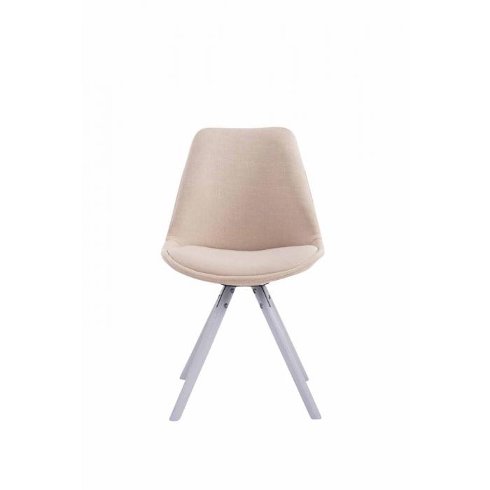 Besucherstuhl HLO-CP8 Stoff Rund wei ~ creme