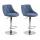 2er Set Barhocker HLO-CP30 Stoff ~ blau