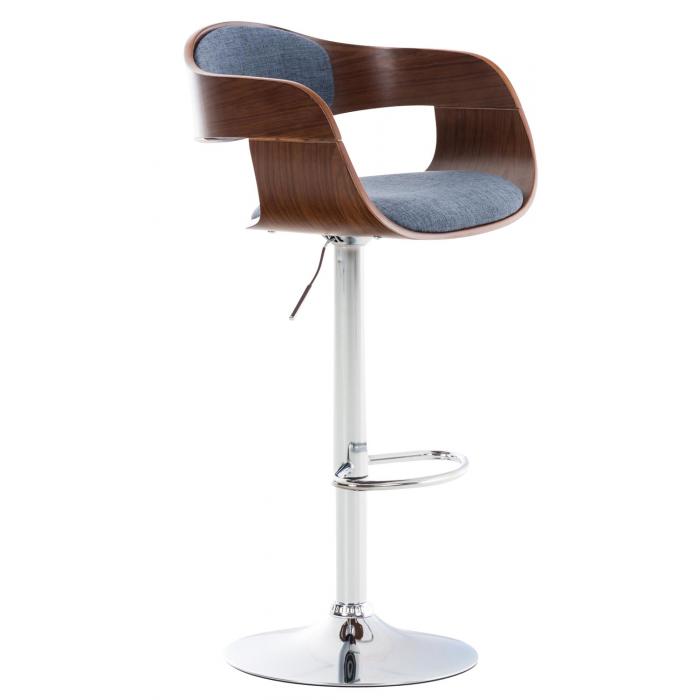 Barhocker HLO-CP235 Stoff ~ walnuss/blau
