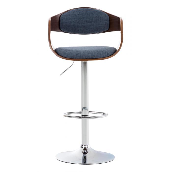Barhocker HLO-CP235 Stoff ~ walnuss/blau