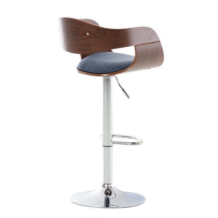 Barhocker HLO-CP235 Stoff ~ walnuss/blau