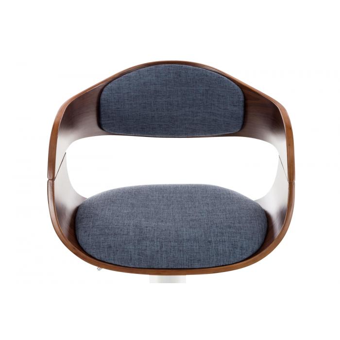 Barhocker HLO-CP235 Stoff ~ walnuss/blau
