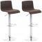 2er Set Barhocker HLO-CP20 Stoff chrom ~ braun