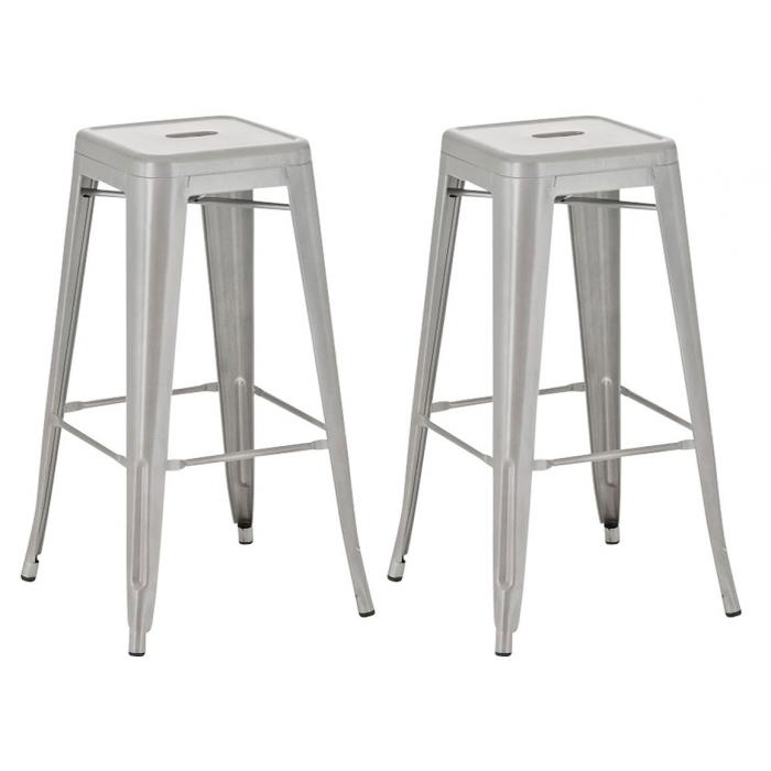 2er Set Barhocker HLO-CP21 ~ silber