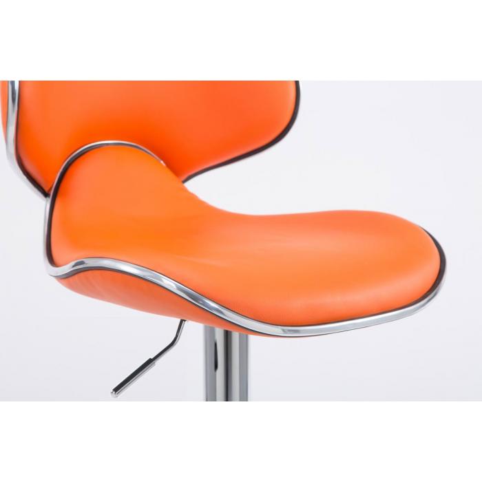 2er Set Barhocker HLO-CP29 V2 Kunstleder chrom ~ orange