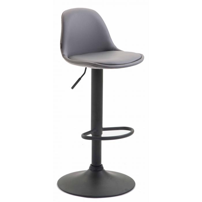 Barhocker HLO-CP24 Vollgepolstert Kunstleder schwarz ~ grau
