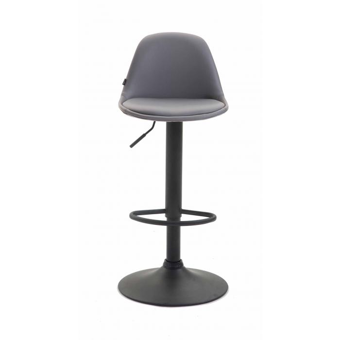 Barhocker HLO-CP24 Vollgepolstert Kunstleder schwarz ~ grau