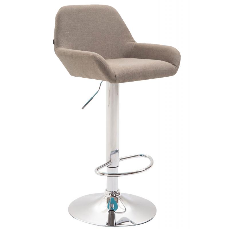 Barhocker HLO-CP8 Stoff chrom ~ taupe