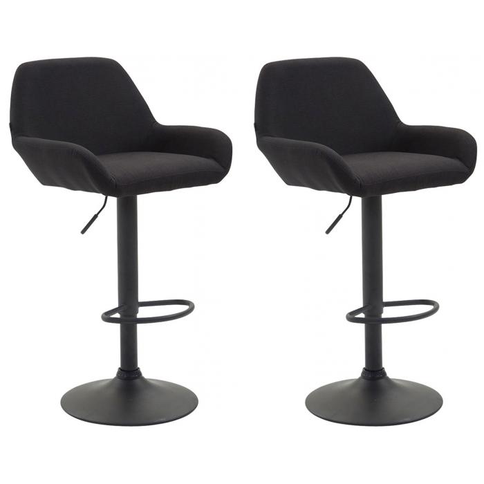 2er Set Barhocker HLO-CP8 Stoff schwarz ~ schwarz