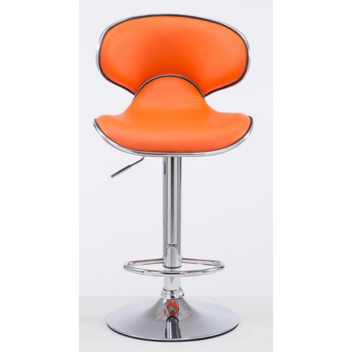 2er Set Barhocker HLO-CP29 V2 Kunstleder chrom ~ orange