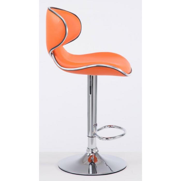 2er Set Barhocker HLO-CP29 V2 Kunstleder chrom ~ orange