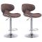 2er Set Barhocker HLO-CP29 V2 Stoff chrom ~ braun