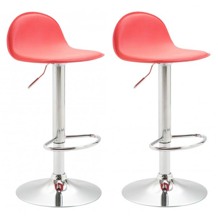 2er Set Barhocker HLO-CP27 V2 Chrom ~ rot