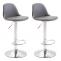 2er Set Barhocker HLO-CP24 Vollgepolstert Kunstleder chrom ~ grau