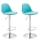 2er Set Barhocker HLO-CP24 Vollgepolstert Kunstleder chrom ~ blau