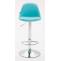 2er Set Barhocker HLO-CP24 Vollgepolstert Kunstleder chrom ~ blau