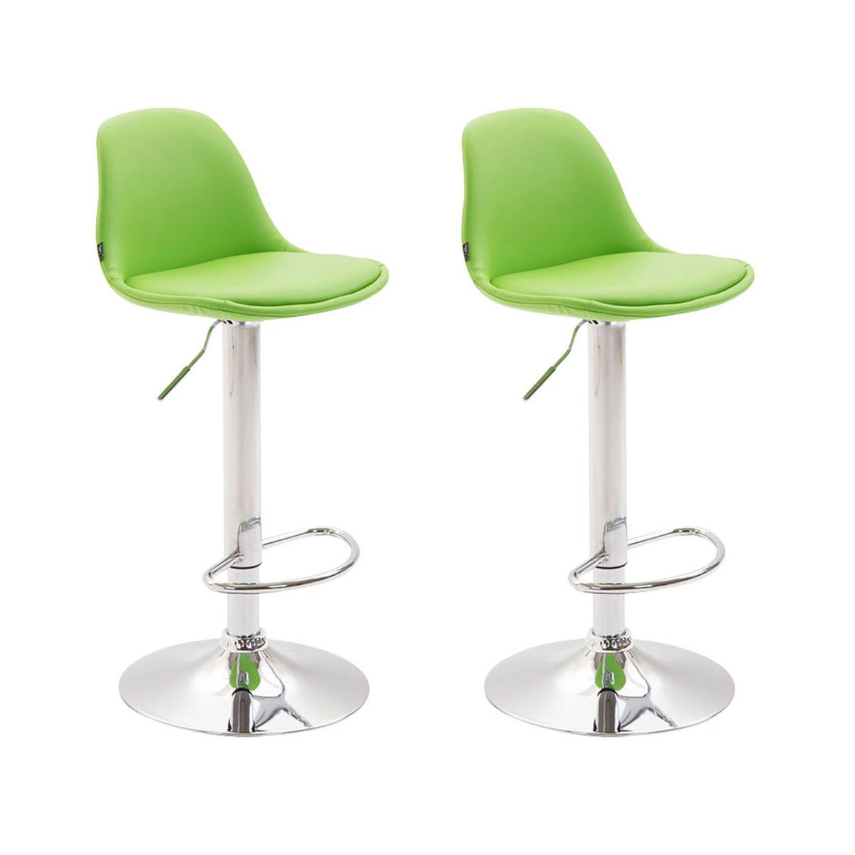 2er Set Barhocker HLO-CP24 Vollgepolstert Kunstleder chrom ~ grn