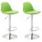 2er Set Barhocker HLO-CP24 Vollgepolstert Kunstleder chrom ~ grn