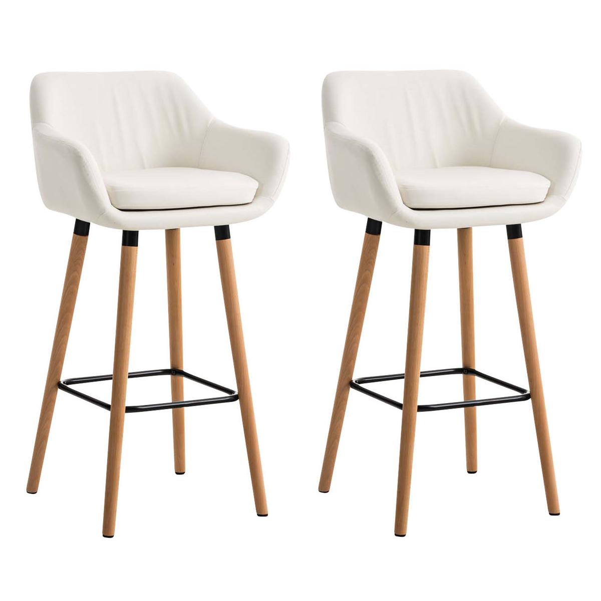 2er Set Barhocker HLO-CP19 Kunstleder ~ wei