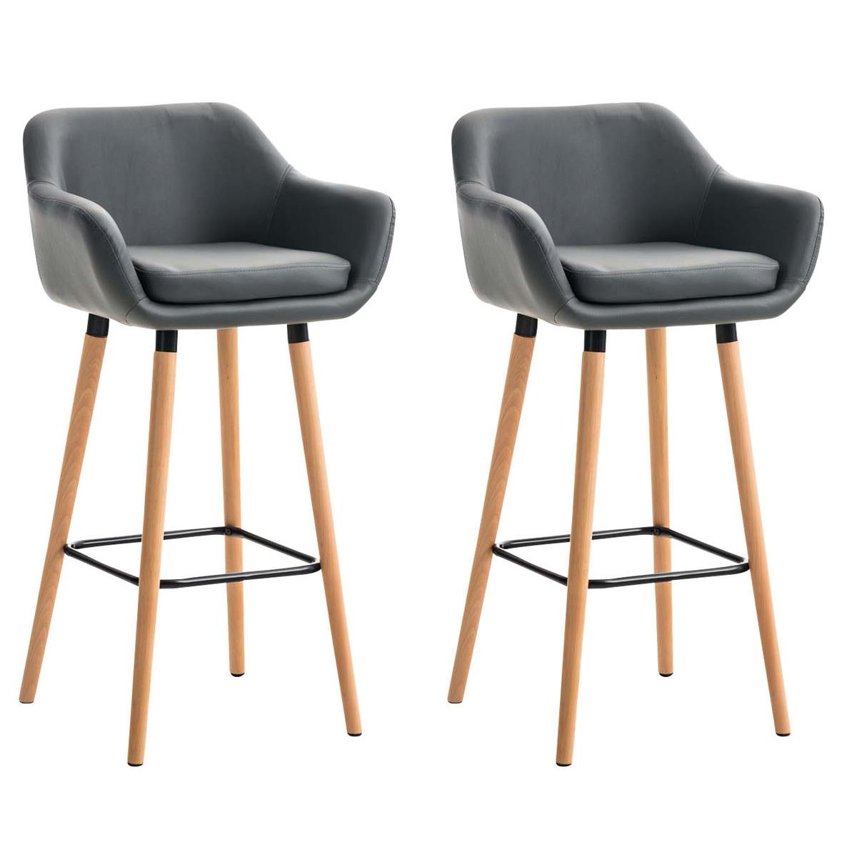 2er Set Barhocker HLO-CP19 Kunstleder ~ grau