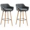2er Set Barhocker HLO-CP19 Kunstleder ~ grau
