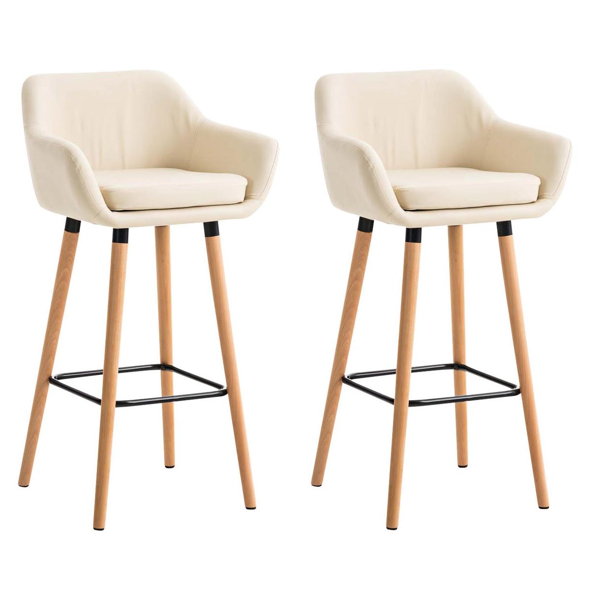 2er Set Barhocker HLO-CP19 Kunstleder ~ creme