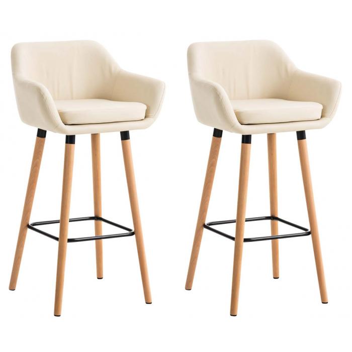 2er Set Barhocker HLO-CP19 Kunstleder ~ creme