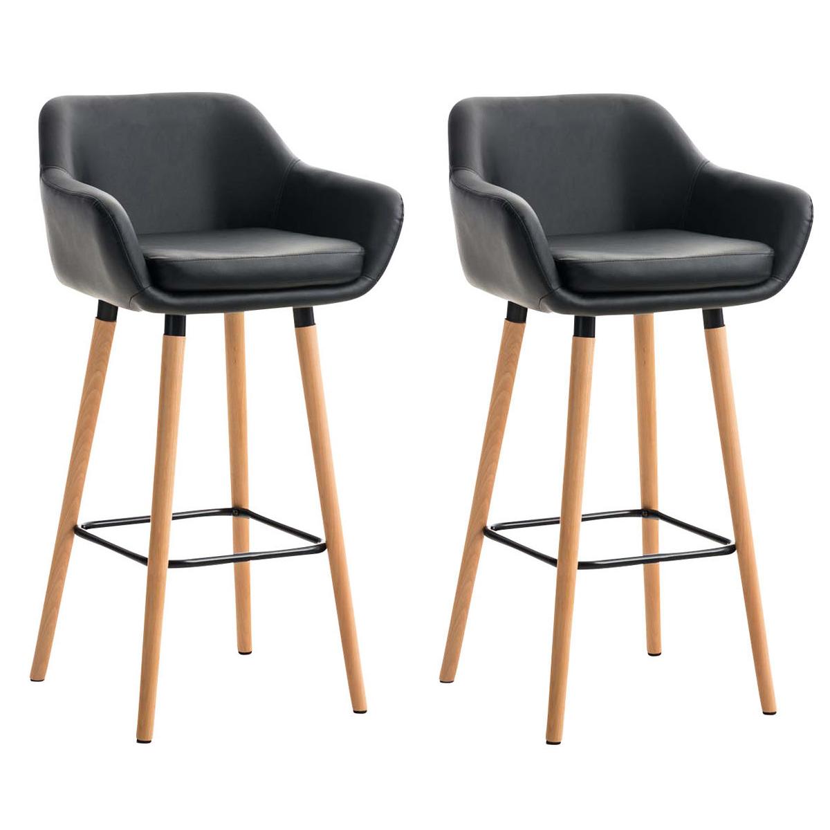 2er Set Barhocker HLO-CP19 Kunstleder ~ schwarz