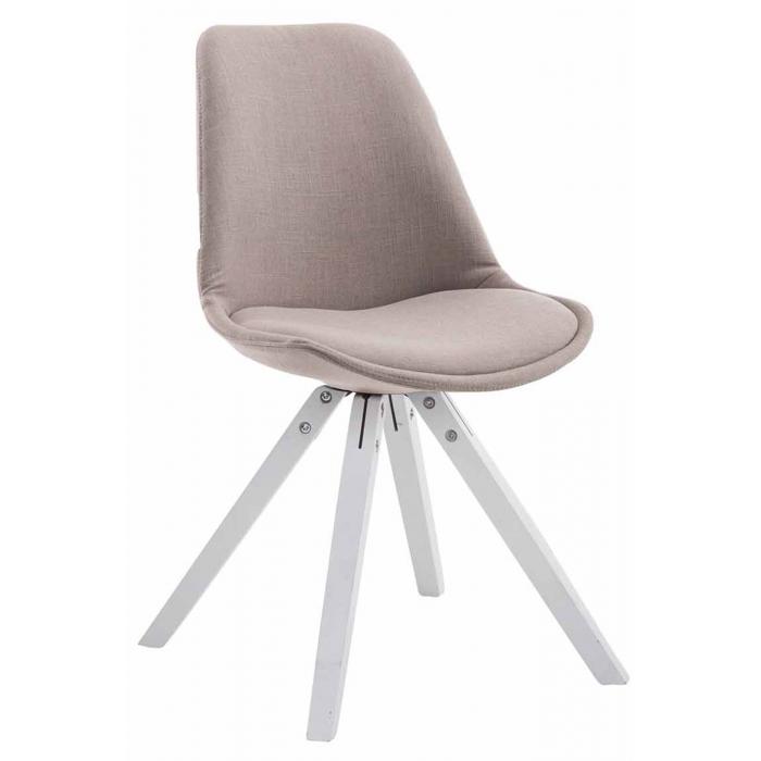 Besucherstuhl HLO-CP8 Stoff Square wei ~ taupe