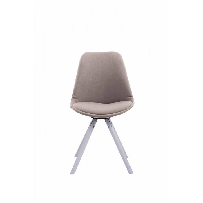 Besucherstuhl HLO-CP8 Stoff Rund wei ~ taupe