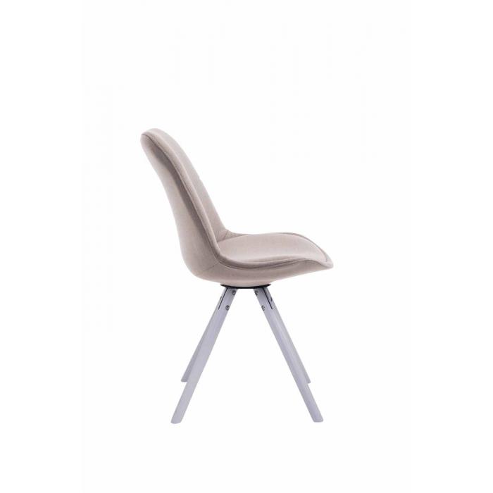 Besucherstuhl HLO-CP8 Stoff Rund wei ~ taupe
