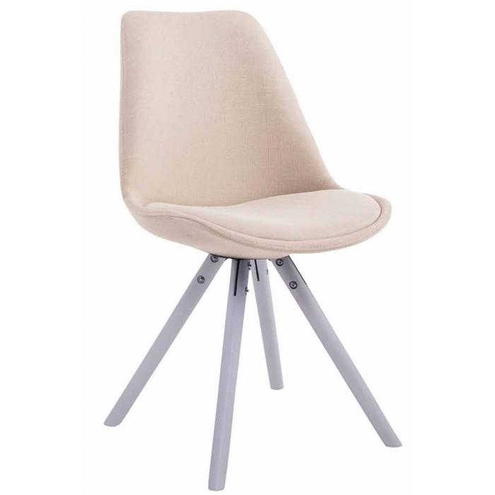 Besucherstuhl HLO-CP8 Stoff Rund wei ~ creme