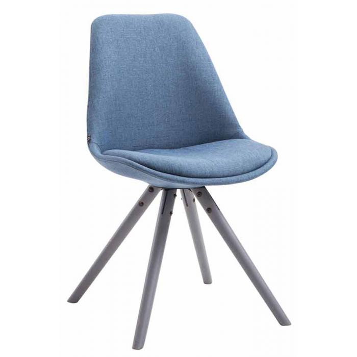 Besucherstuhl HLO-CP8 Stoff Rund grau ~ blau