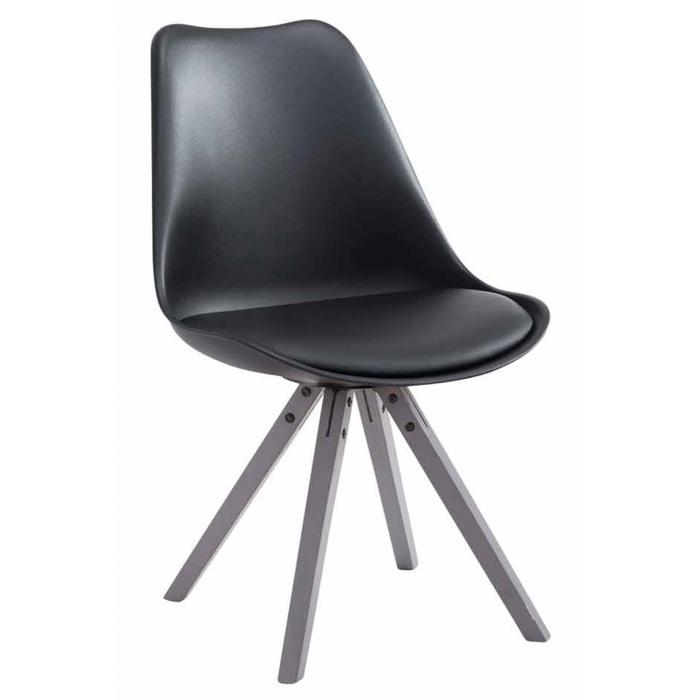 Besucherstuhl HLO-CP8 Kunstleder Square grau ~ schwarz