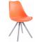 Besucherstuhl HLO-CP8 Kunstleder Rund wei ~ orange