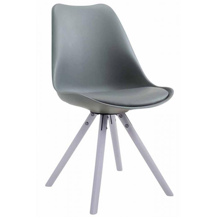 Besucherstuhl HLO-CP8 Kunstleder Rund wei ~ grau