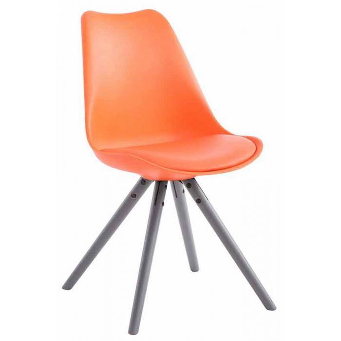 Besucherstuhl HLO-CP8 Kunstleder Rund grau ~ orange